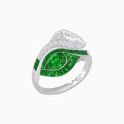 Art Deco Inspired Double Pear Shape Bypass Ring - Shahin Jewelry
